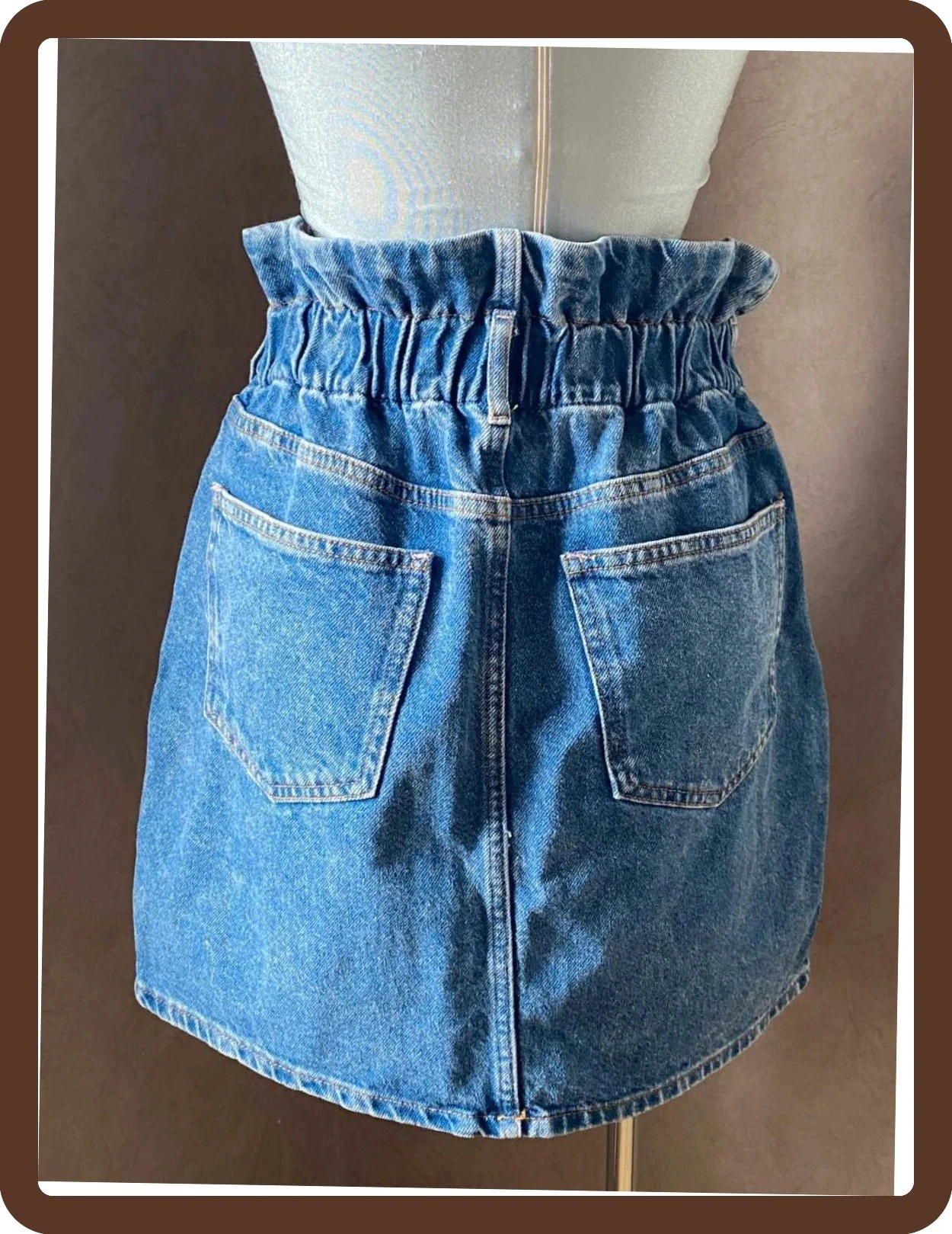High-waist denim Scotch & Soda skirt T36, paperbag cut, metal buttons, 100% cotton denim – photo 4